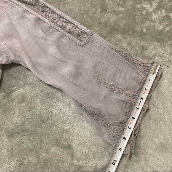 Solitaire Women’s Top Blouse Lavender Lace Flared Sleeve Pleated 3/4 Sleeve S - Picture 12 of 16